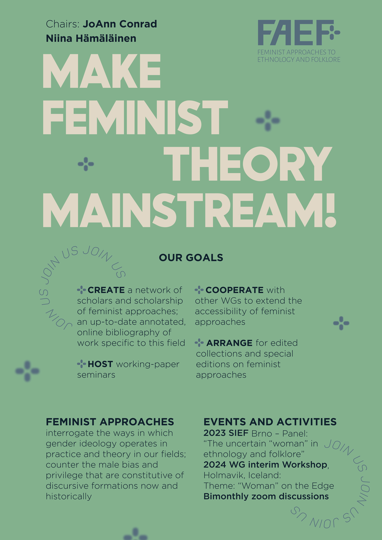 2025 poster for SIEF Working Group in Feminist Approaches to Ethnology and Folklore
